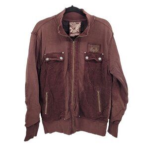 BOS.B Jeans mens xl brown corduroy full zip sweatshirt jacket pockets 90s y2k